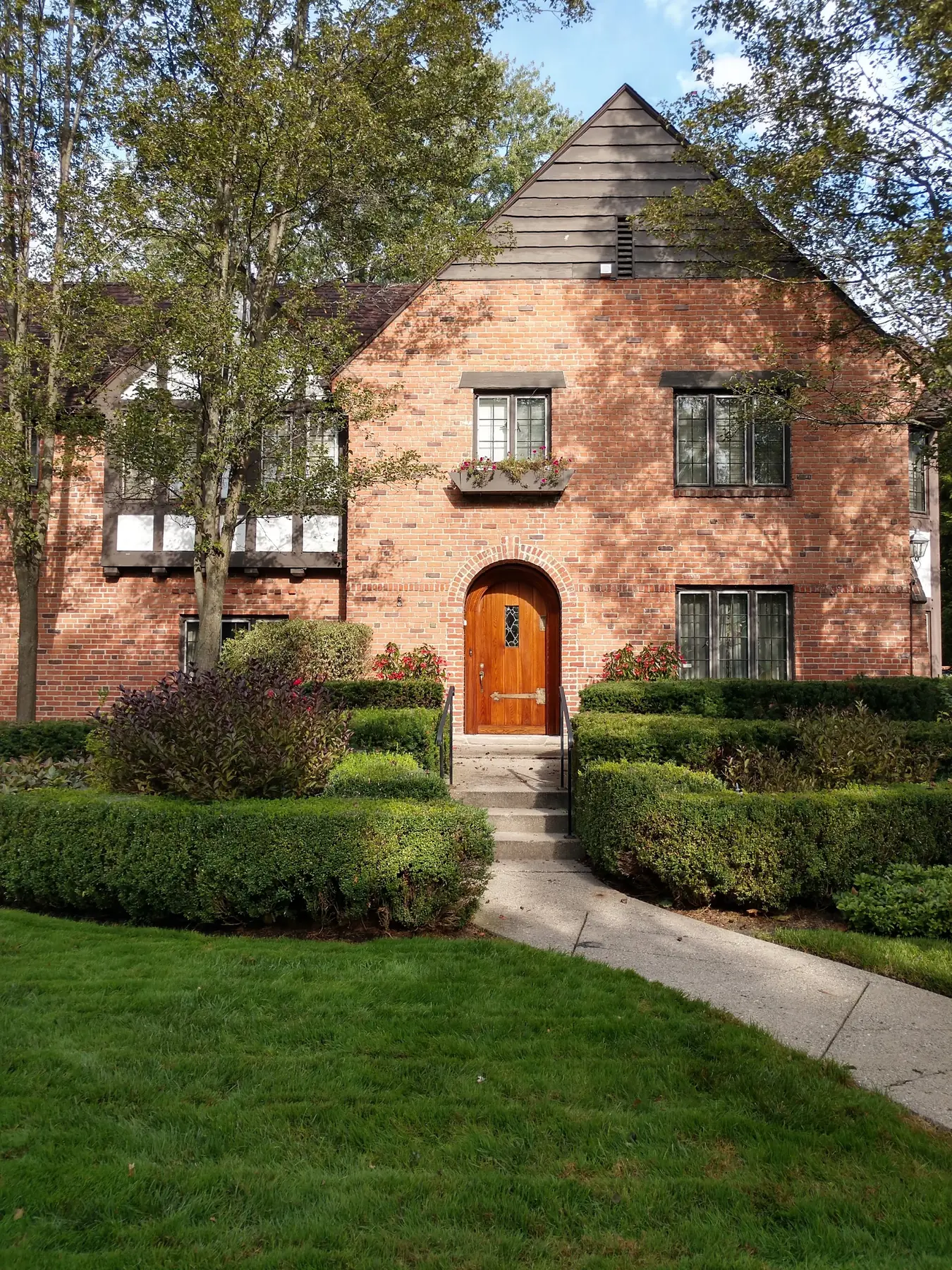 Arched front door, from the street